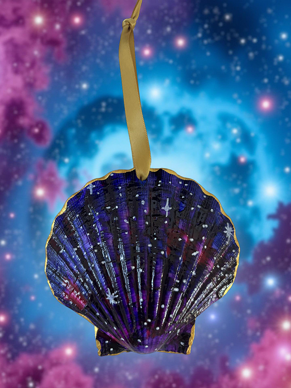 hand-painted seashell ornament